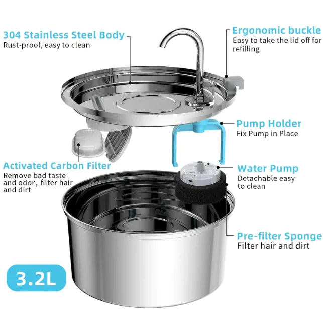 Edelstahl Automatischer Trinkbrunnen für Haustiere